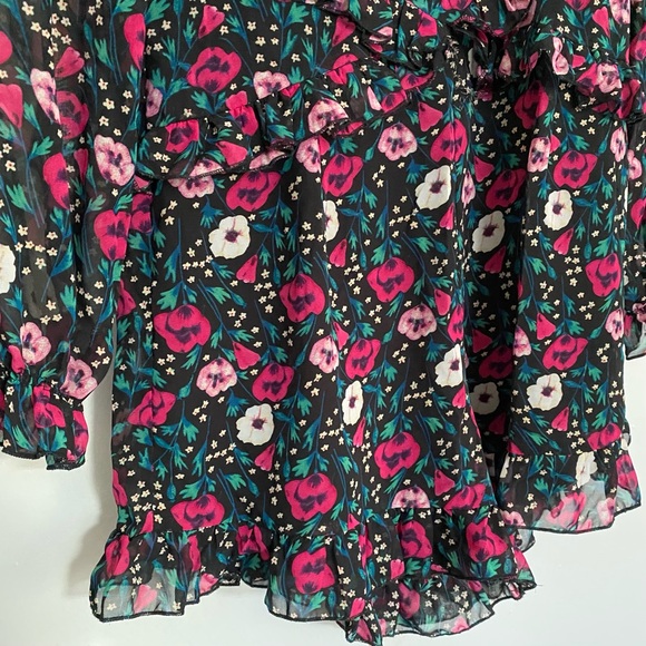 Nasty Gal Floral Shorts Long Sleeve Ruffle Romper Size 8 - Picture 8 of 15